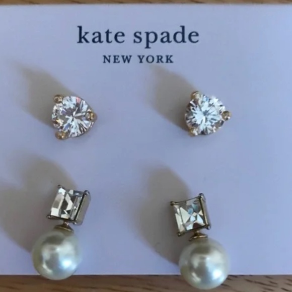 Kate Spade New York Cream/Clear Rise and Shine Earrings New With Tag - Picture 2 of 5